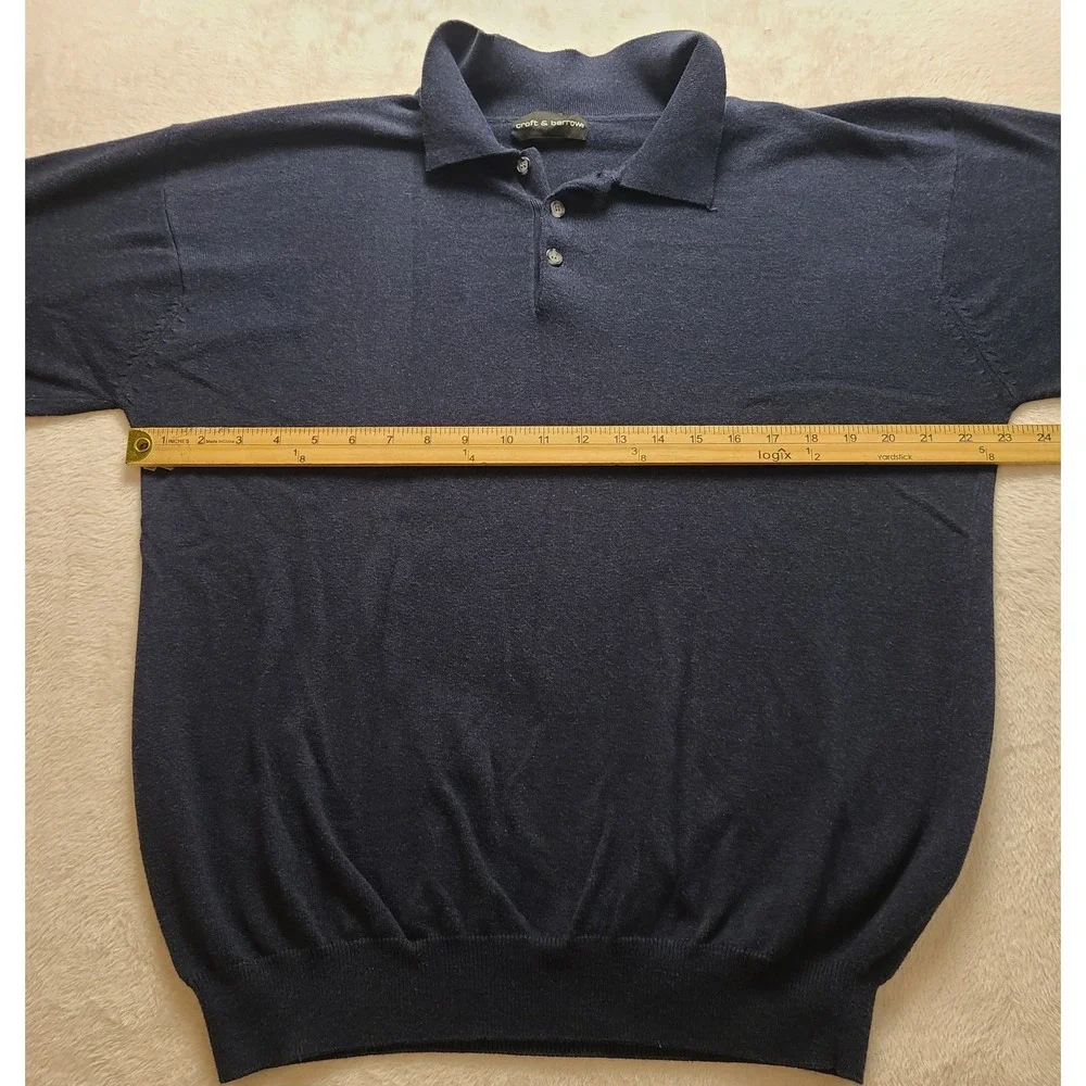 Croft‎ & Barrow Men's Navy Blue Long Sleeve Polo Sweater Knit Top Size XL